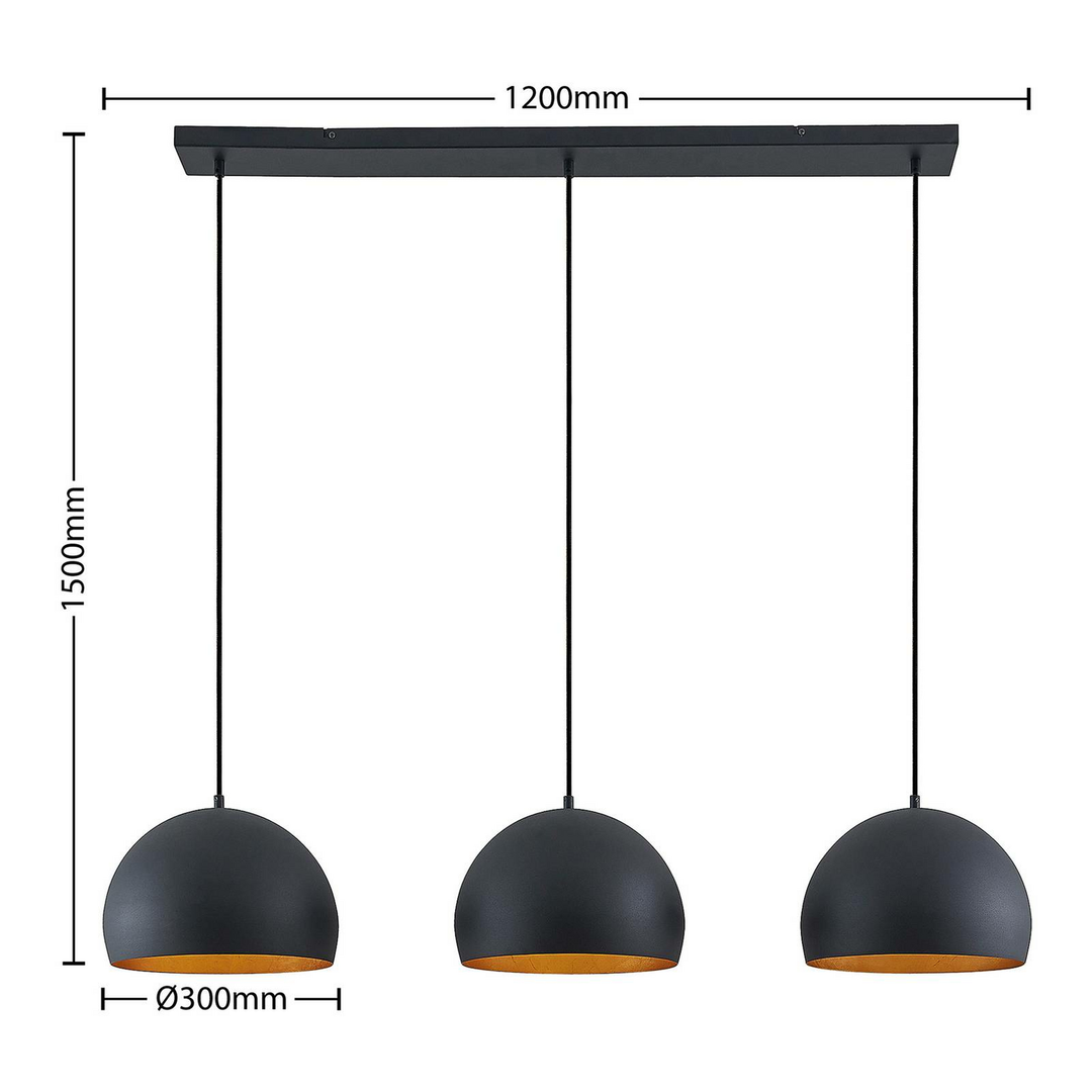 Lindby Tarjei Pendelleuchte Hängeleuchte Deckenlampe Leuchte 120cm schwarz-gold