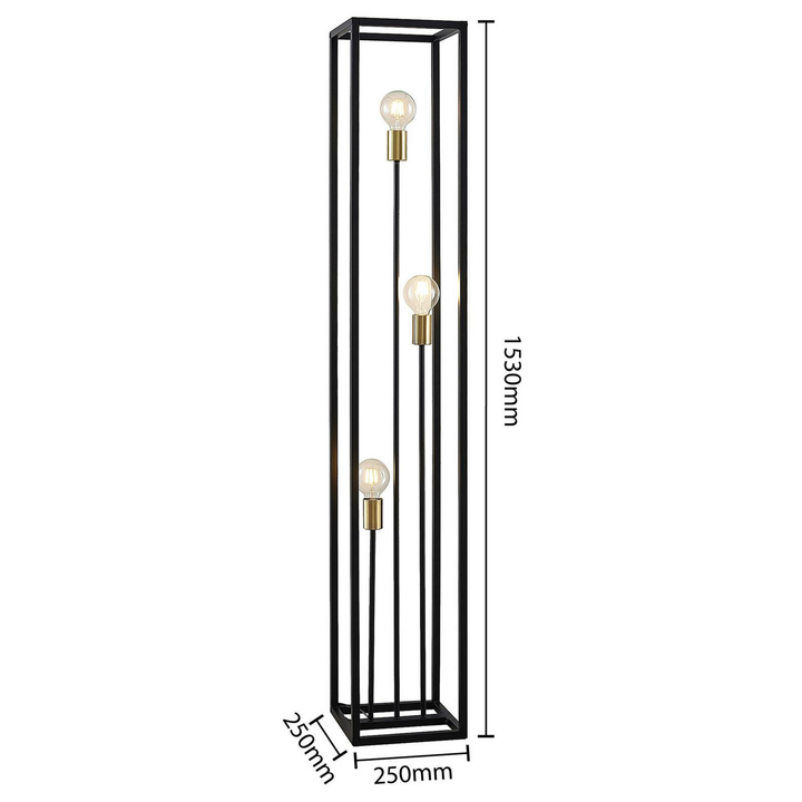 Lindby Tiliane Käfig Stehlampe Stehleuchte Lampe Leuchte 3 Flammig E27 Schw853 B-Ware - 4251911708653