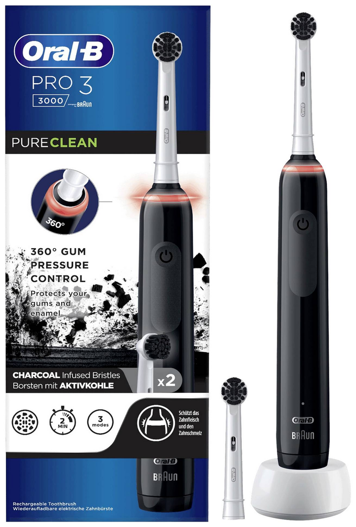 Oral-B Pro 3, 3000 Pure Clean 613011 Elektrische Zahnbürste Rotierend Bürste