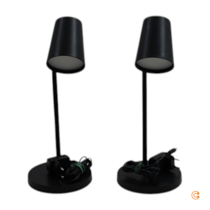 Lindby Ailina LED-Tischlampe runder schwarz Leselampe Leseleuchte 2 STÜCK