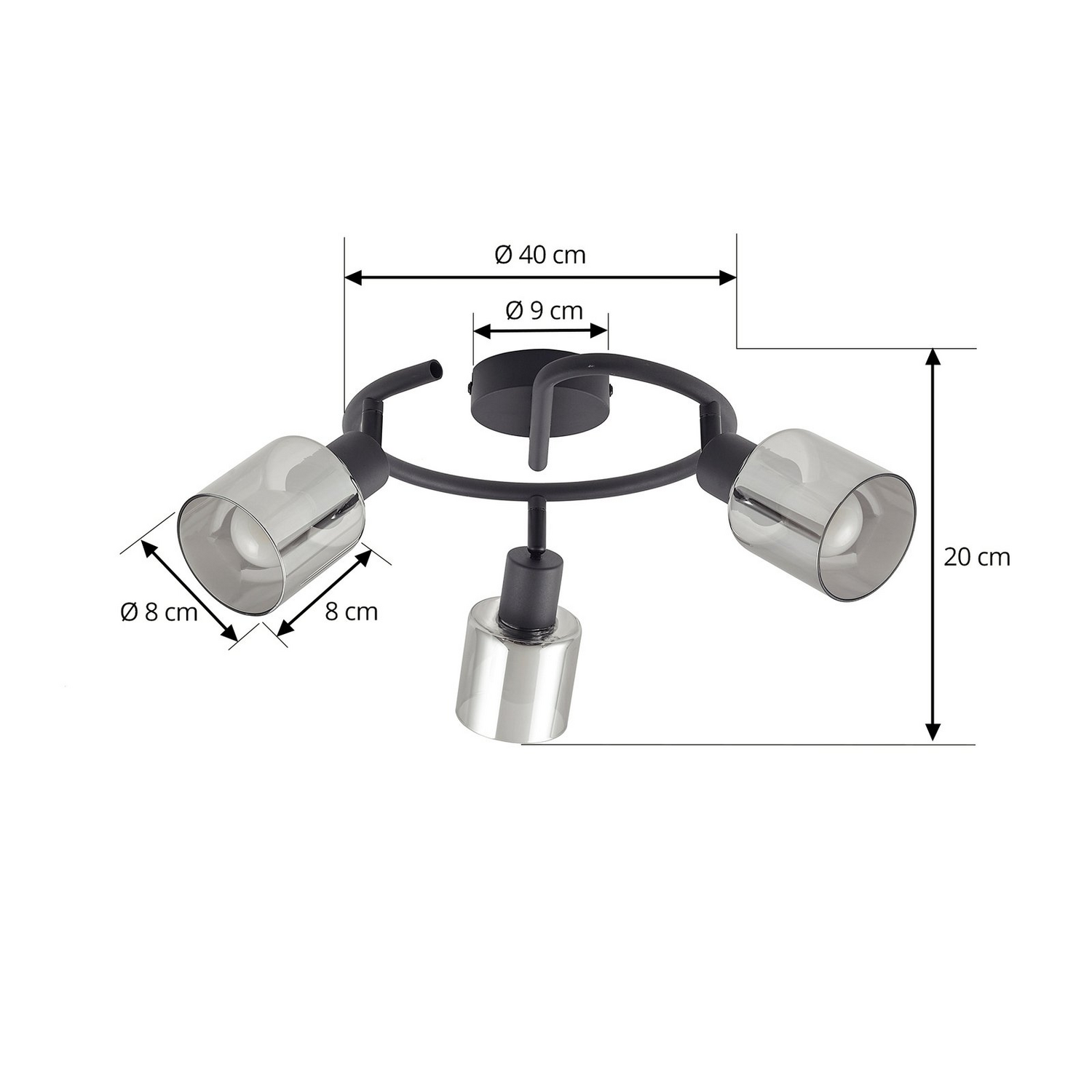 B-Ware Lindby Deckenleuchte Netty Grau 3 Flammig Glas Deckenlampe Lampe Leuchte Spot