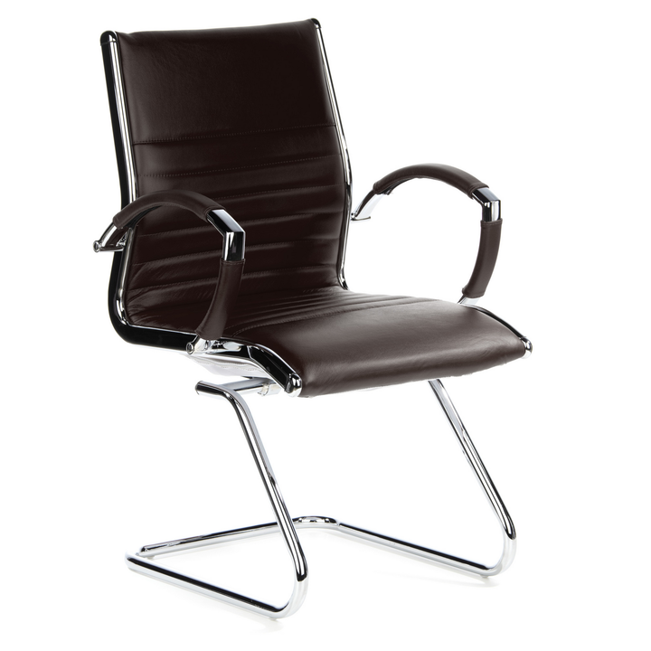 Hjh Office Parma V Konferenzstuhl Freischwinger Stuhl Leder Braun Chrom747 B-Ware - 4260182538548
