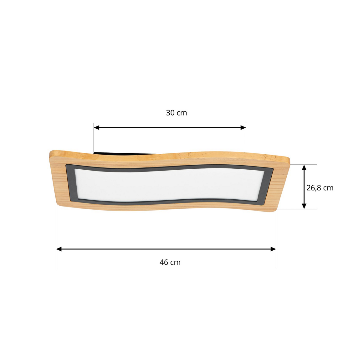 Lucande LED-Deckenleuchte Joren 46 cm lang Holz 3.000 K Deckenlampe Lampe S182