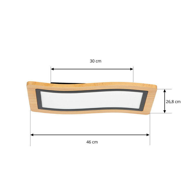 Lucande LED-Deckenleuchte Joren 46 cm lang Holz 3.000 K Deckenlampe Lampe S182