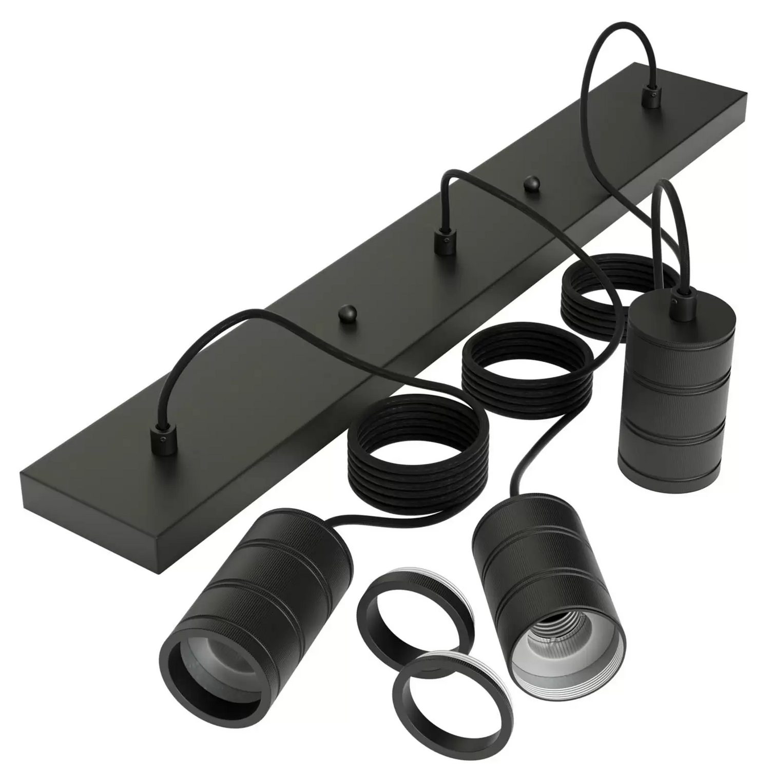 Calex Retro Pendelleuchte Hängeleuchte Hängelampe Leuchte Eckig 3 Flg. Schwarz B-Ware - 8712879143802