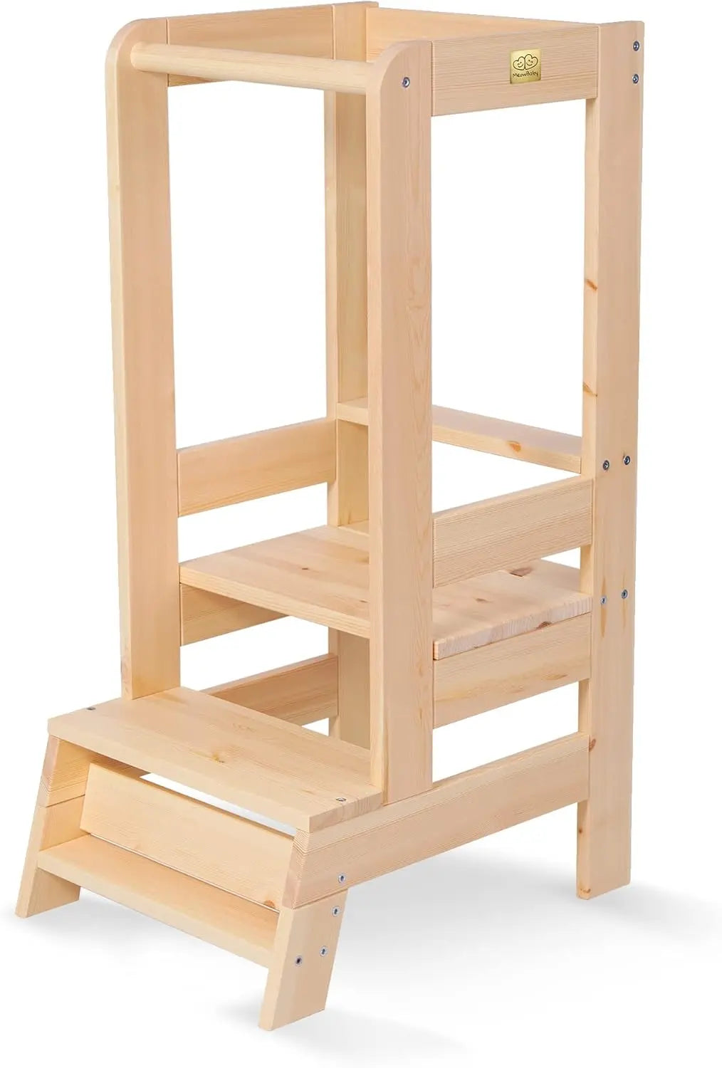 Meowbaby Lernturm Montessori Learning Tower Kinder Tritthocker Holz Natur B-Ware