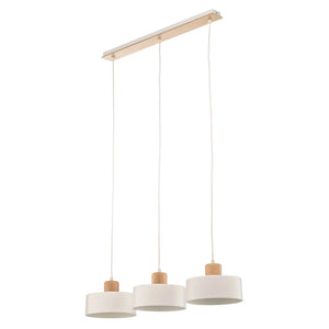 B-Ware Pendelleuchte Hängeleuchte Tako Weiß 3 Flammig Stahl Holz Esszimmer E27 Led