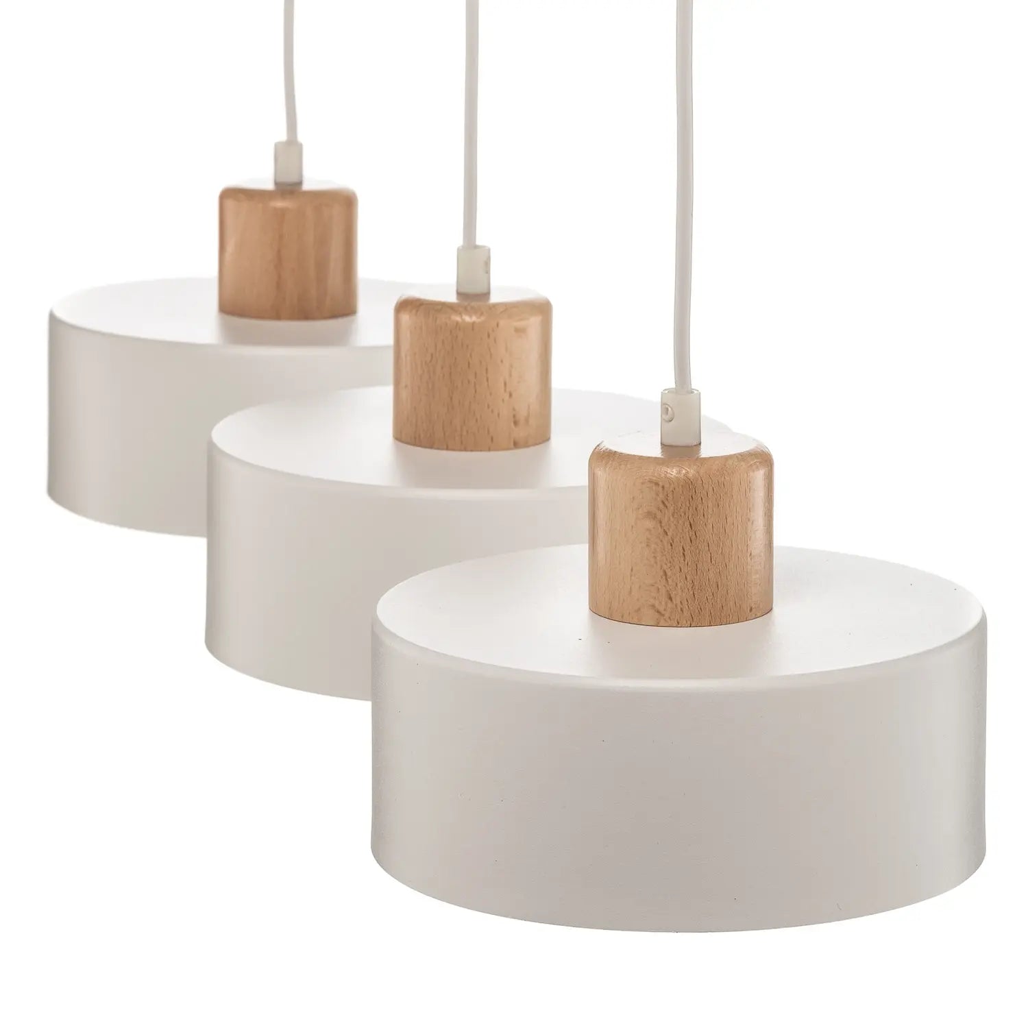B-Ware Pendelleuchte Hängeleuchte Tako Weiß 3 Flammig Stahl Holz Esszimmer E27 Led - 59017389198