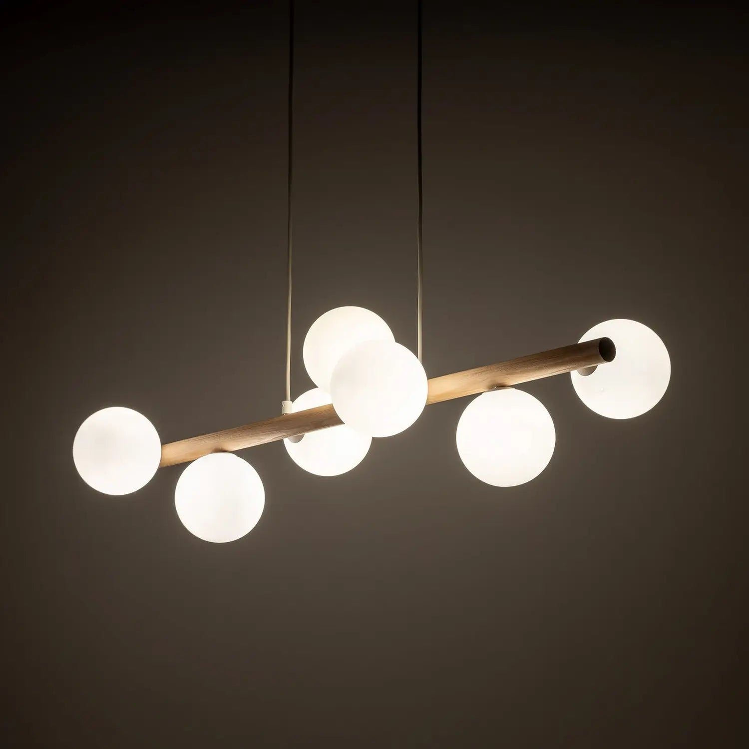 B-Ware Tk Lighting Hängeleuchte Pendelleuchte Estera Opalglas Holz Siebenflammig Weiß - 5901780574543