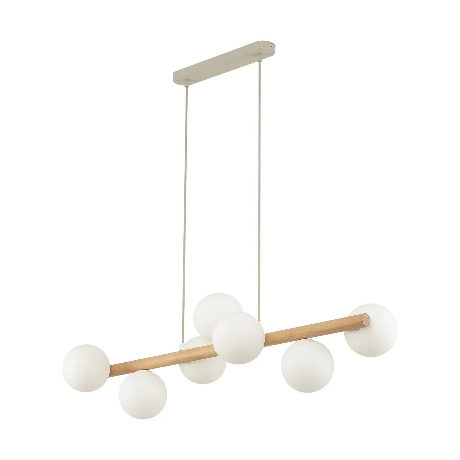 B-Ware Tk Lighting Hängeleuchte Pendelleuchte Estera Opalglas Holz Siebenflammig Weiß - 5901780574543