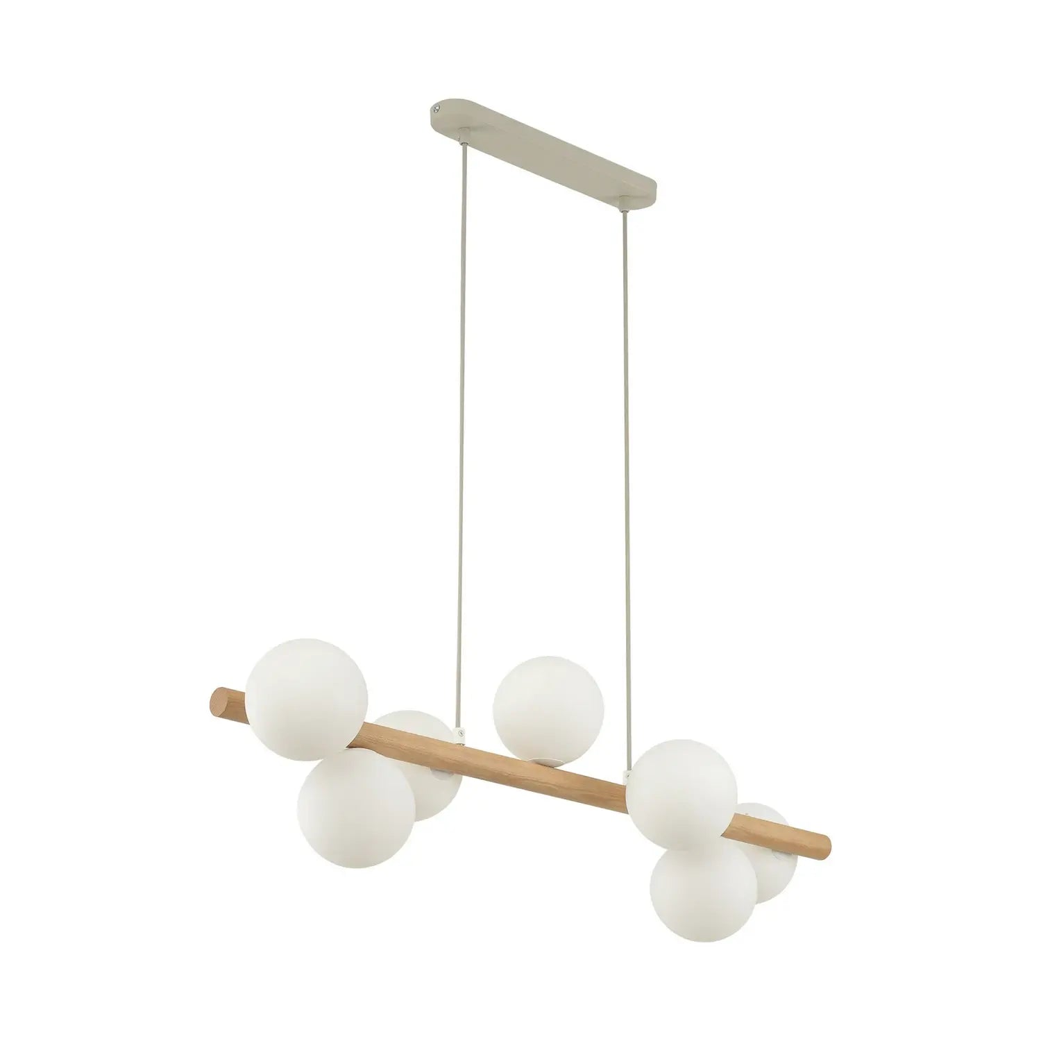 B-Ware Tk Lighting Hängeleuchte Pendelleuchte Estera Opalglas Holz Siebenflammig Weiß - 5901780574543