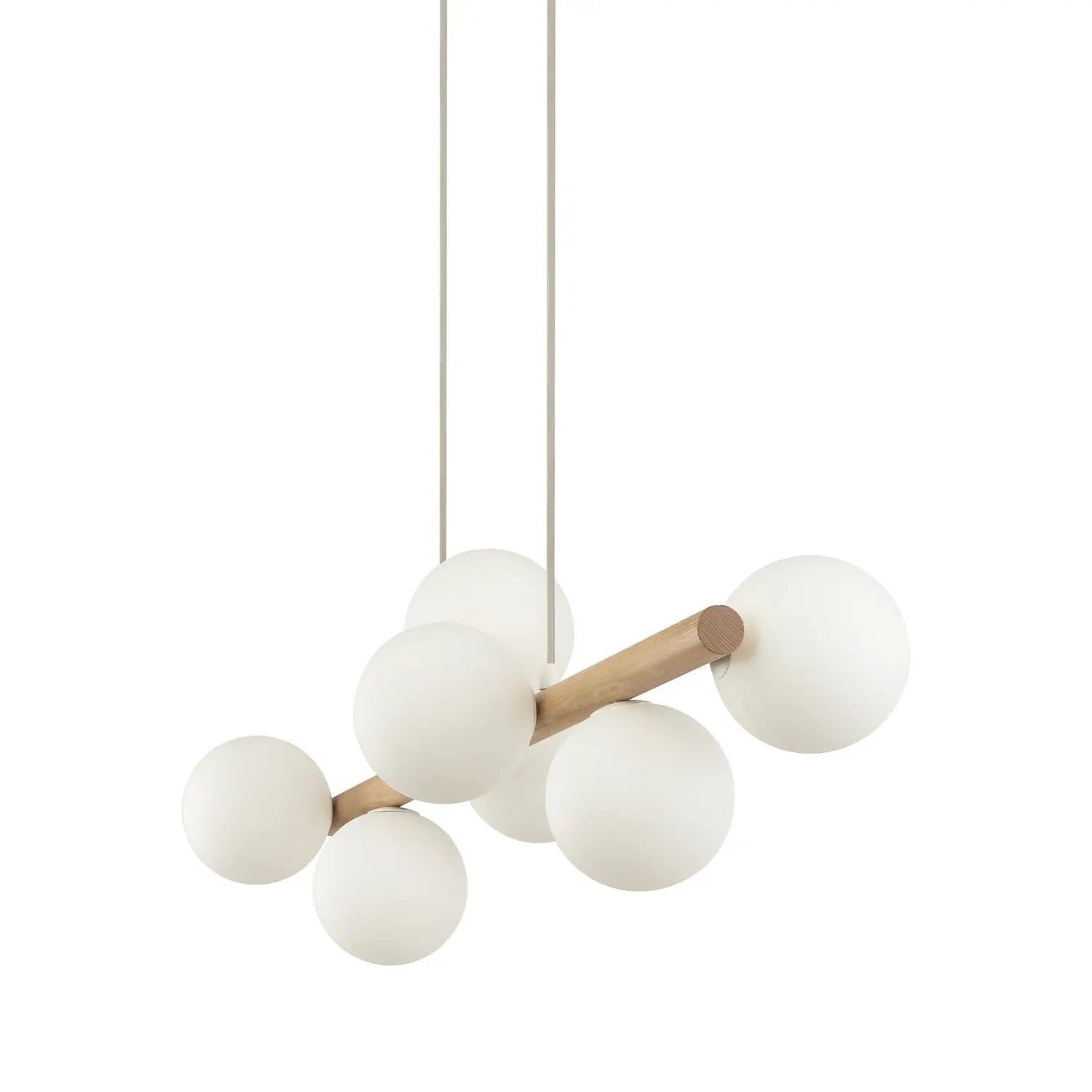 B-Ware Tk Lighting Hängeleuchte Pendelleuchte Estera Opalglas Holz Siebenflammig Weiß - 5901780574543