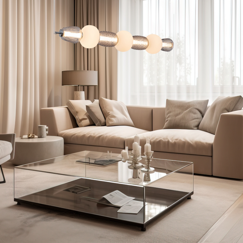 Milagro Hängeleuchte Pendelleuchte LED Caro Glas grau transparent opal 110 cm - 5902693803669