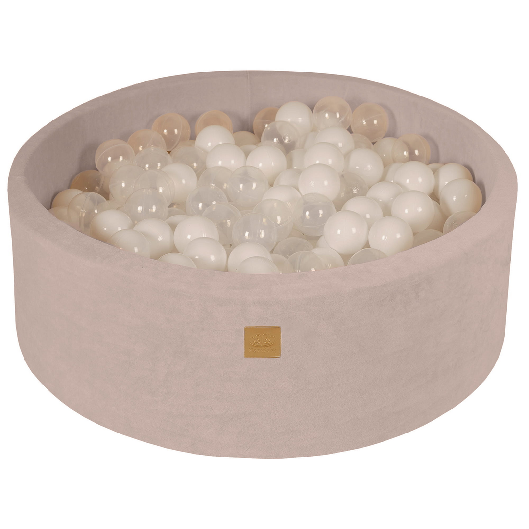 Meow Baby Bällebad Ball Pool Kugelbad Bälle 200 Ecru Rund Velvet 90x30cm  B-Ware - 5903849635929