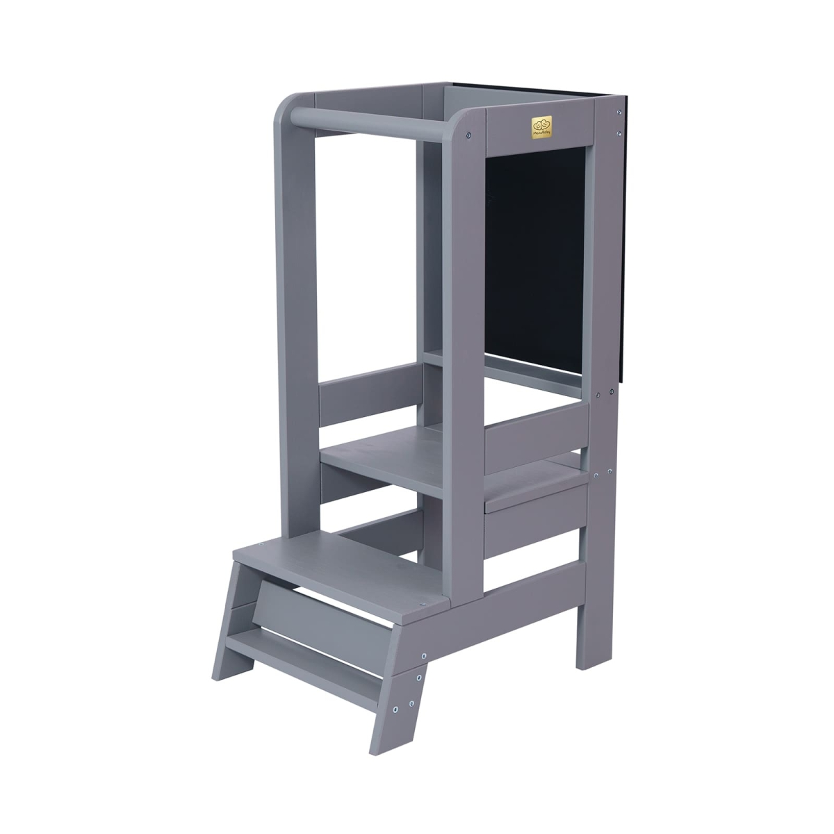 Meowbaby Lernturm Turm Kinderhocker Mit Schreibtafel Grau Montessori Stehhilfe B-Ware