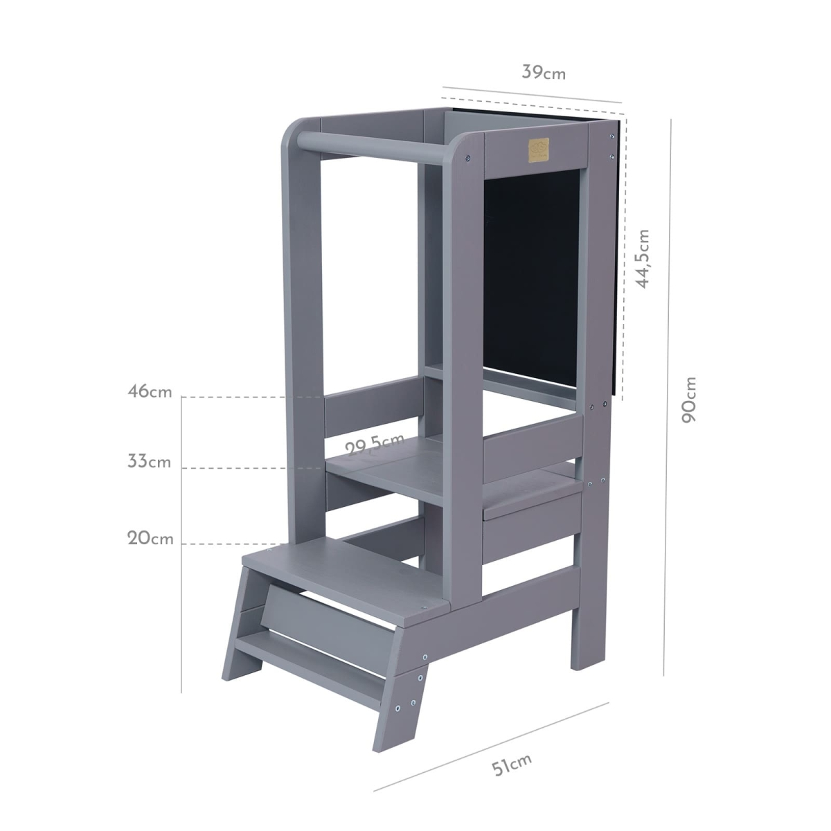 Meowbaby Lernturm Turm Kinderhocker Mit Schreibtafel Grau Montessori Stehhilfe B-Ware