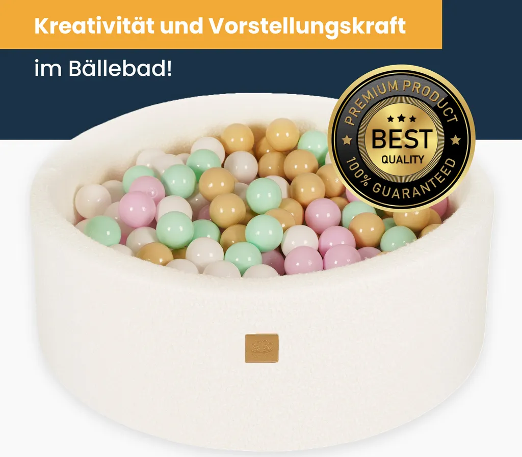 Meow Baby Bällebad Pool Babyspielplatz Ball Bad 90x30cm Bälle Gold Beige Weiß82 B-Ware