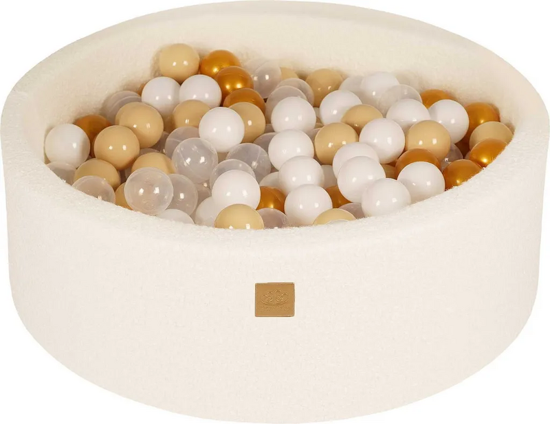 B-Ware Meow Baby Bällebad Pool Babyspielplatz Ball Bad 90x30cm Bälle Gold Beige Weiß82