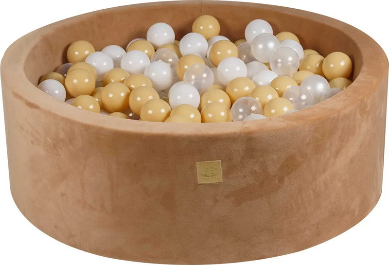 Meow Baby Bällepool Kugelbad Baby Bällebad 7 Cm Samt Karamell Weiß Beige Ball B-Ware - 5905490261946