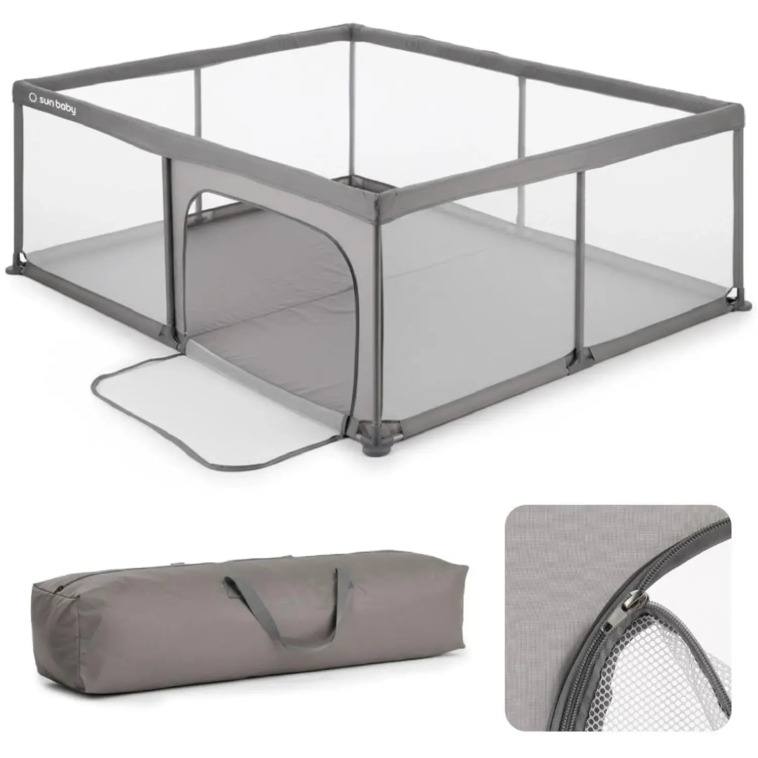 B-Ware Sun Baby Laufgitter Laufstall Baby Krabbelgitter Faltbar 150x200 Cm Grau Kinder - 5905525354704