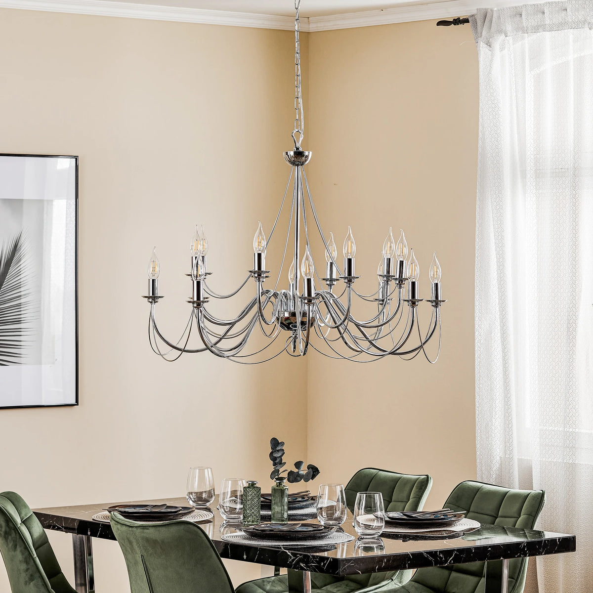 Domiluce Kronleuchter Deckenleuchte Retro chrom 16-flammig Wohnzimmer Esszimmer - 5905563001660