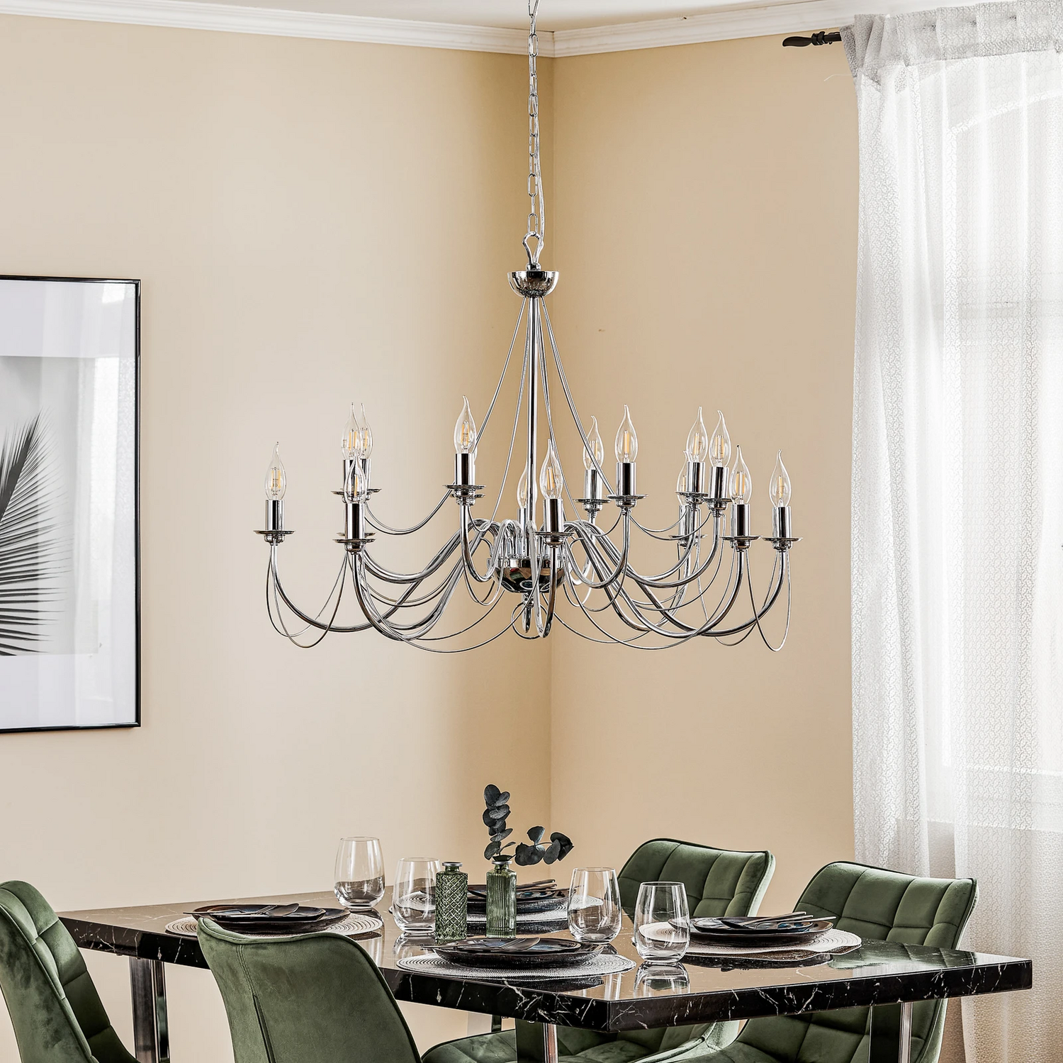 Domiluce Kronleuchter Deckenleuchte Retro Chrom 16 Flammig Wohnzimmer Esszimmer B-Ware - 5905563001660