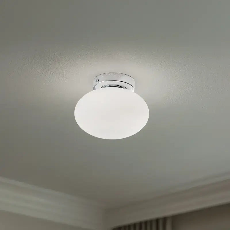 B-Ware Deckenlampe Pendelleuchte Ufo Glas Metall ø18cm G9 Wohnzimmer Lampe Weiß/Chrom - 5905563003497