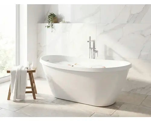 B-Ware Badewanne Moye Wanne Set Ovale Freistehende Badewanne Weiß 71 X 169,5 Cm Ablauf - 5906729573571