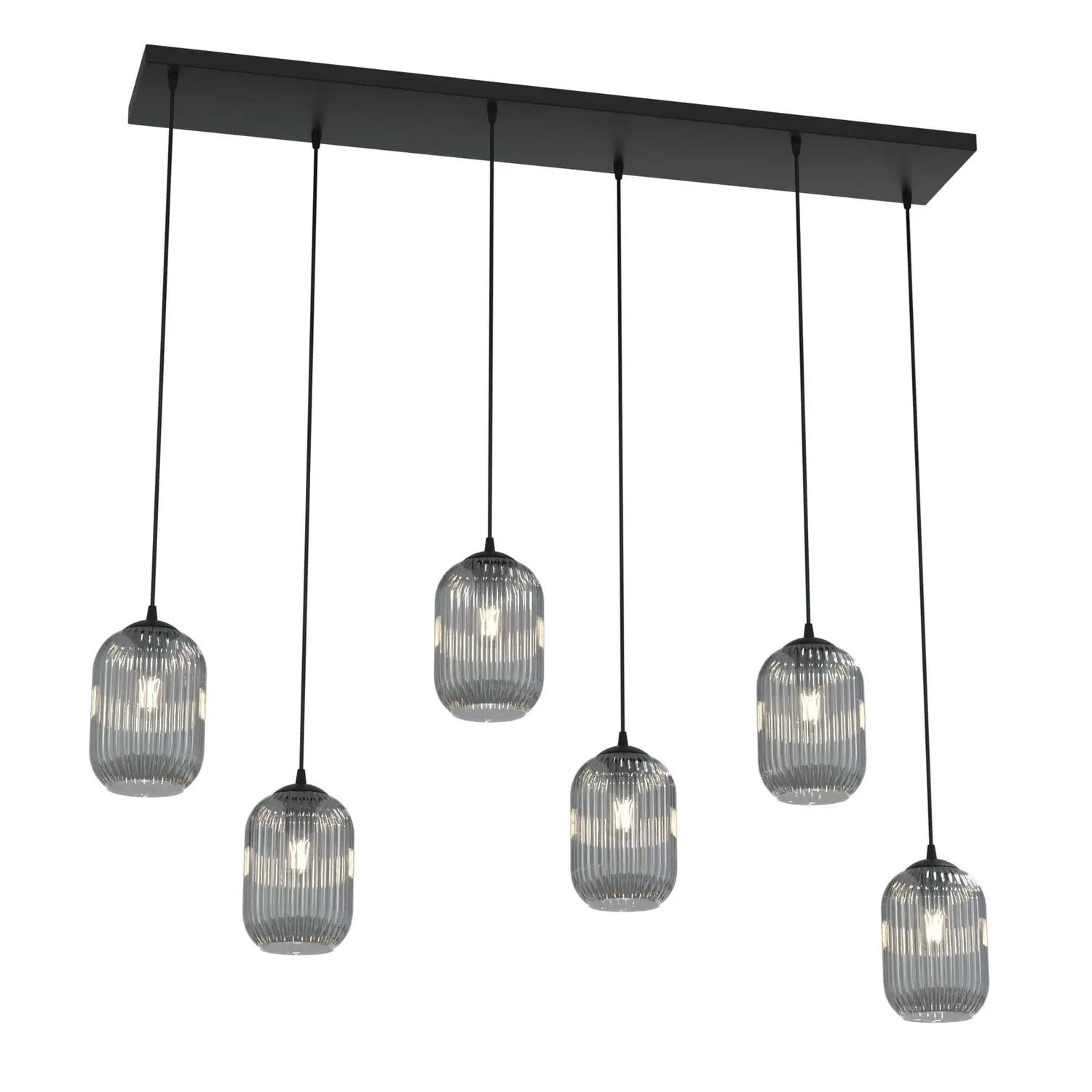 B-Ware Emibig Pendelleuchte Hängelampe Verdi E27 Led Schwarz Grau Glas Metall 6 Flammig - 5907106011372