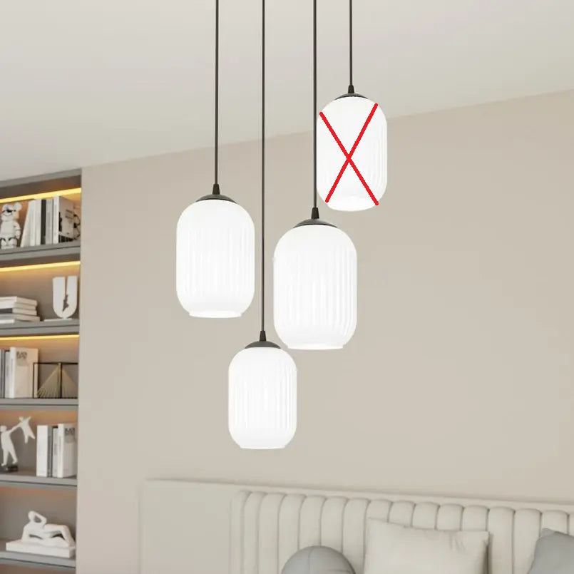 B-Ware Emibig Hängeleuchte Lampe Verdi 4 × E27 Schwarz Opalweiß Pendelleuchte Lampe - 5907106011426