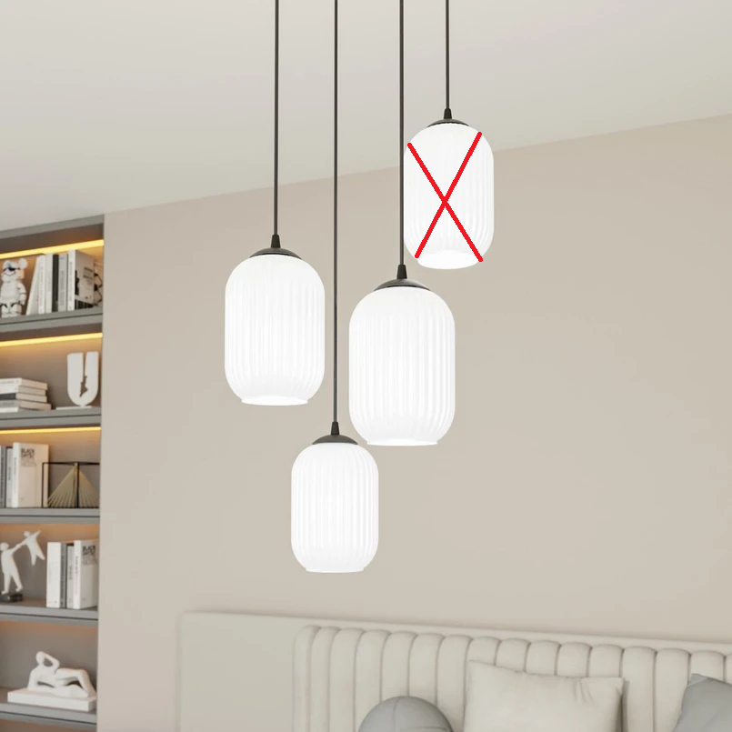 EMIBIG Hängeleuchte Lampe Verdi 4 × E27 Schwarz Opalweiß Pendelleuchte Lampe - 5907106011426