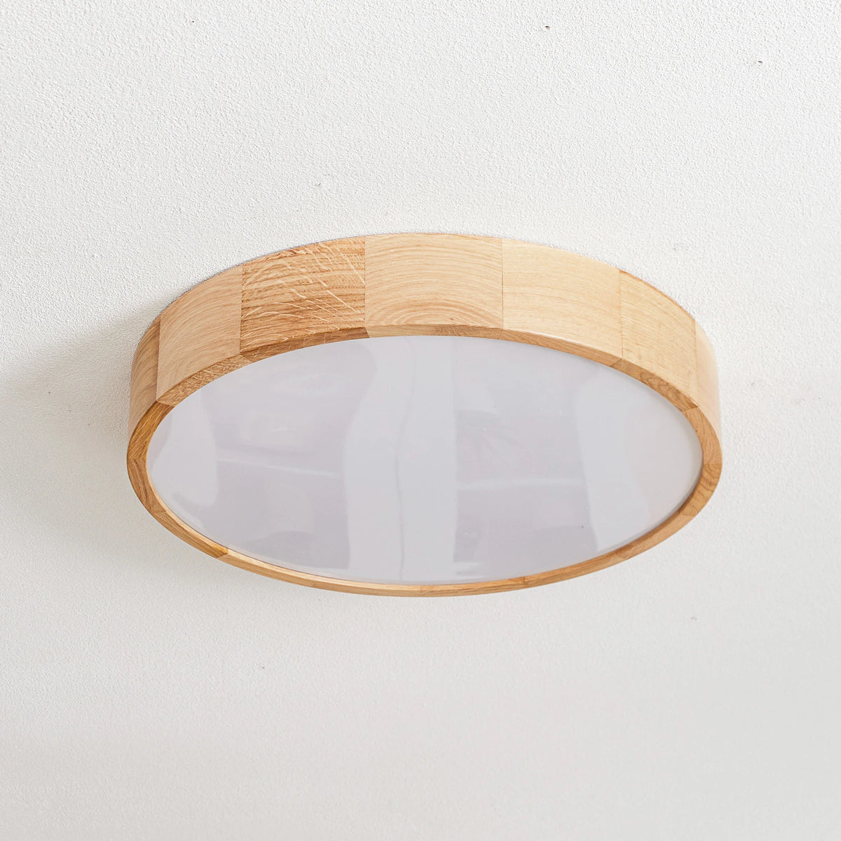 Temar Lighting Deckenleuchte Lampe Cleo Sensor Eiche Holz Glas rund IP20 48cm - 5907627811987