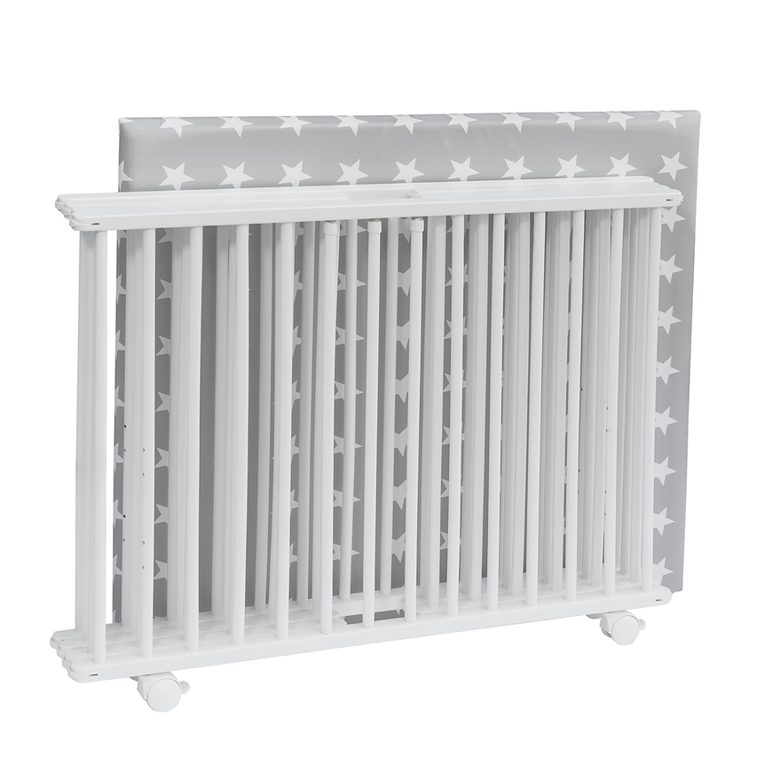 AMAL II Laufgitter Spielfeld Babybett Buchenholz höhenverstellbar Rollen Natur - 5907751413538