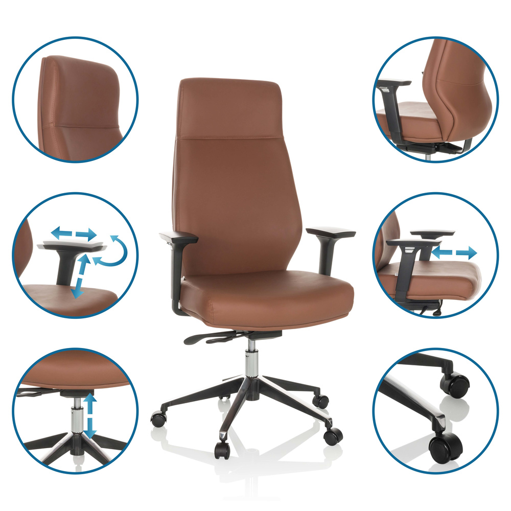 Hjh Office Bürostuhl Chefsessel Vitoro Eco Schreibtischstuhl Kunstleder Braun B-Ware - 4064323035879