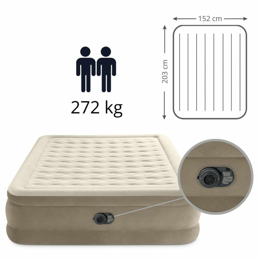 Matelas gonflable Intex Queen Ultra Plush de qualité B avec pompe, 203 x 152 cm, autogonflant, référence 954