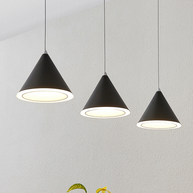 Lucande Livan LED-Hängeleuchte Lampe Leuchte Hängelampe A++ 8W schwarz 3-fl. LED