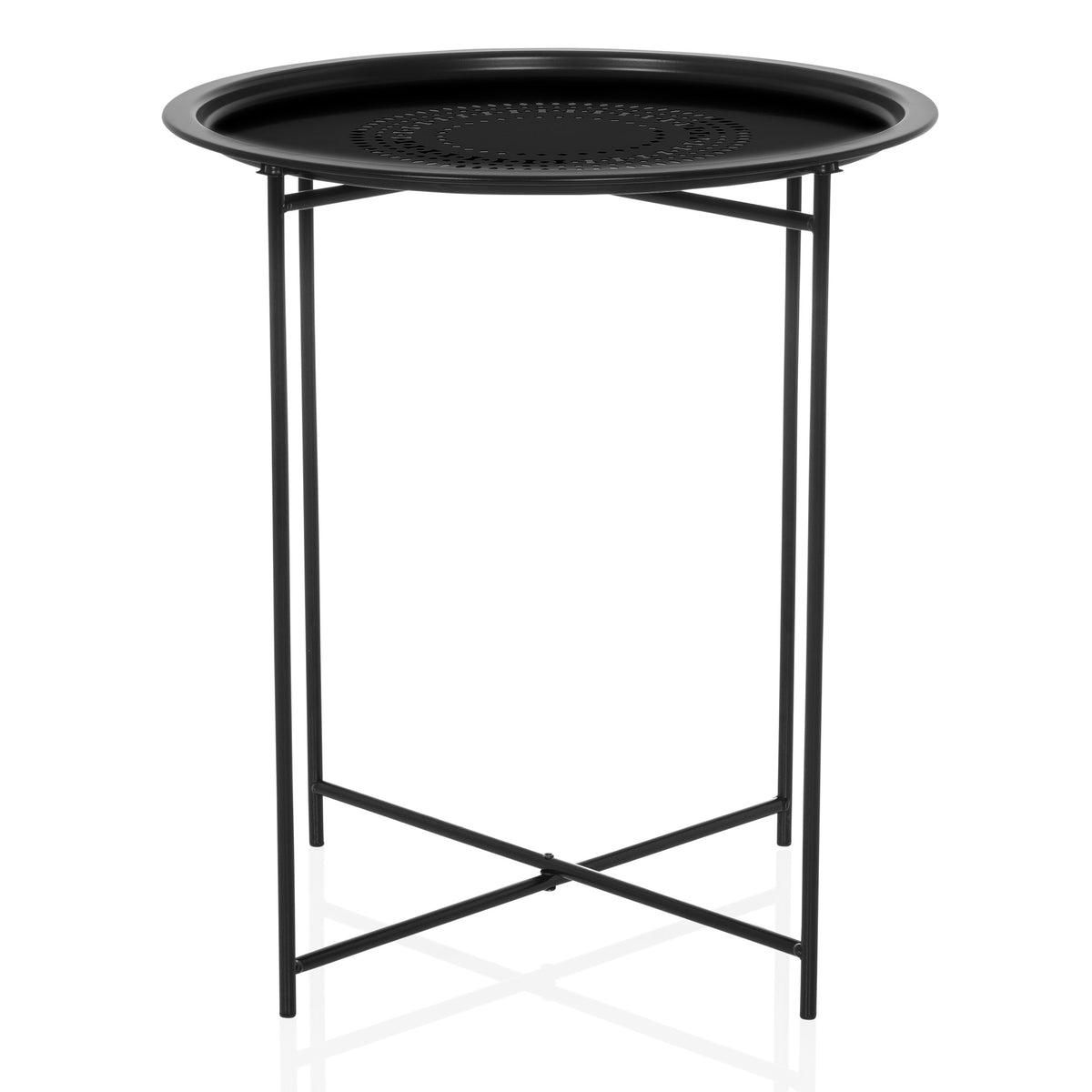 hjh LIVING Beistelltisch ALLRUND Sofatisch schwarz Klapptisch stabil und modern - 4064323037859