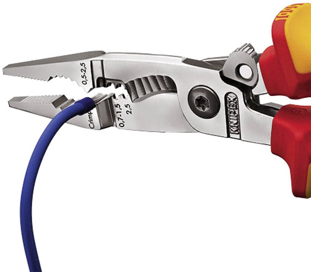 B-Ware Knipex 13 96 200 Multifunktionszange Zange Für Aderendhülsen 50 Mm² Rot Gelb