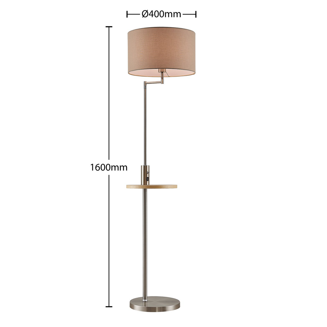 Lindby Zinia Stehlampe mit Ablage und USB nickel Standleuchte Stehleuchte E27