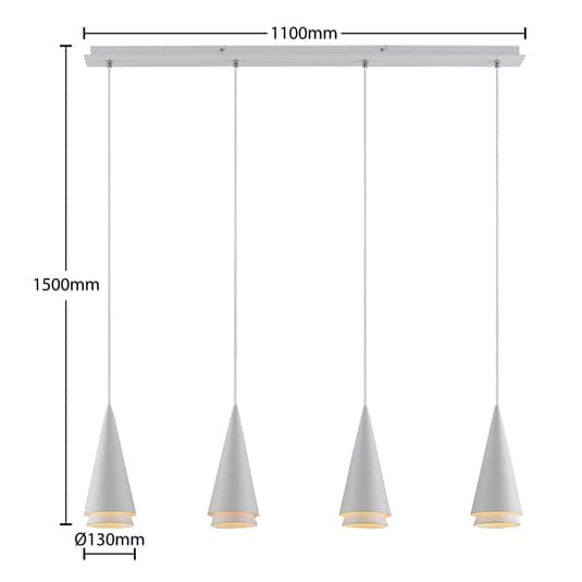 Lucande Naoh Hängeleuchte Deckenlampe Lampe Leuchte Aluminium 4 Fl. E27 Weiß B-Ware - 4251911709698