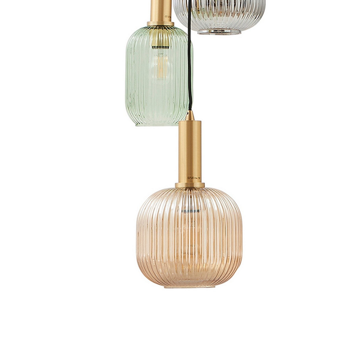 Lindby Hängeleuchte Doroteo Grün Amber Grau Glas Deckenlampe Hängelampe Lampe647 B-Ware