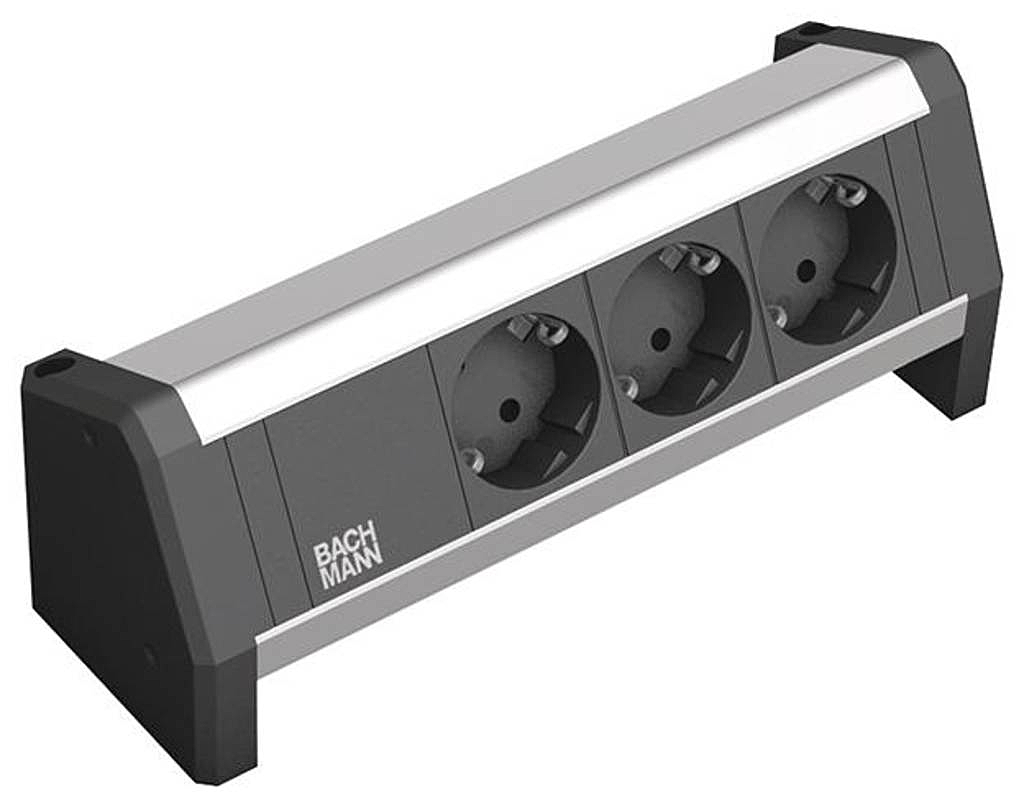 Bachmann 902.0048 Steckdosenleiste Ohne Schalter Aluminium Schwarz Schutzkontakt B-Ware