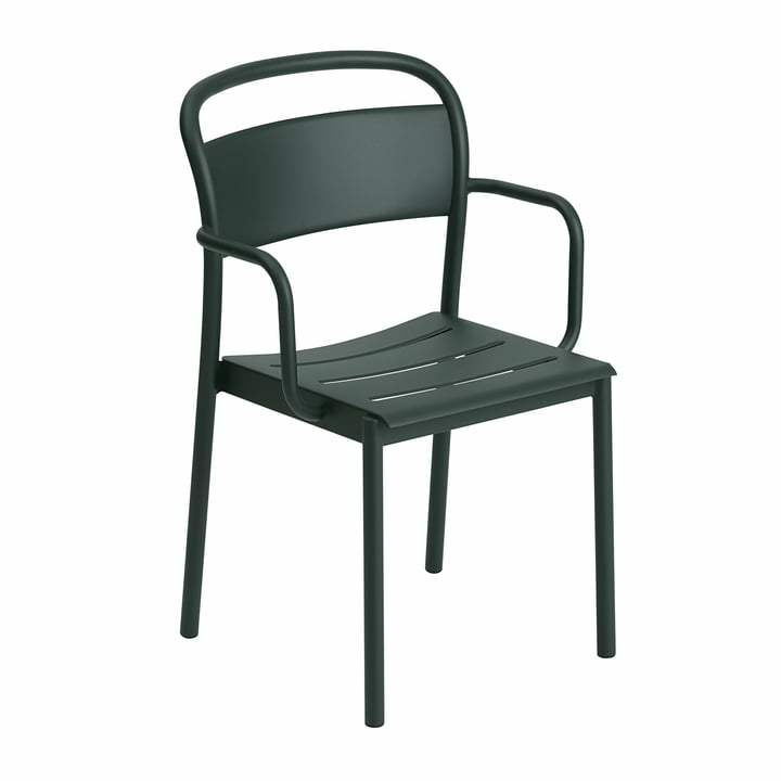 Muuto Linear Steel Armchair Stuhl Gartenstuhl Balkonstuhl Küchenstuhl dunkelgrün