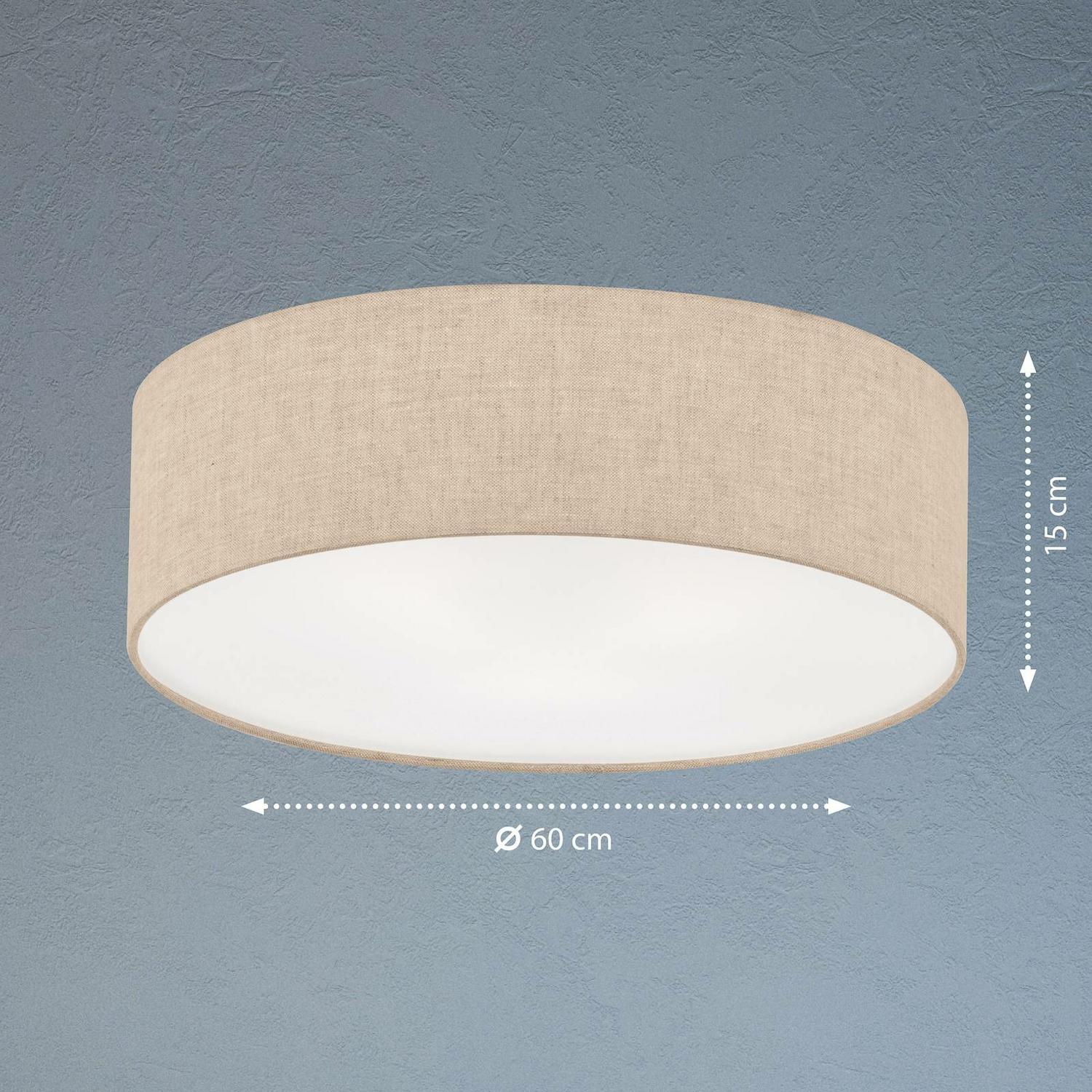 Plafonnier textile Thor de qualité B, abat-jour en tissu, diamètre 60 cm 