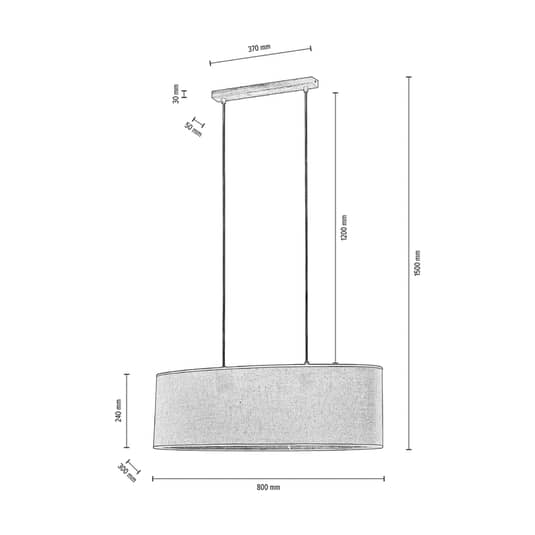 Euluna Hängeleuchte Canvas Leinenschirm Hängeleuchte Lampe Deckenlampe 80 Cm E27 B-Ware - 5903839989957