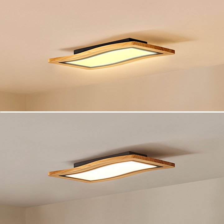 Lucande LED-Deckenleuchte Joren 46 cm lang Holz 3.000 K Deckenlampe Lampe S182