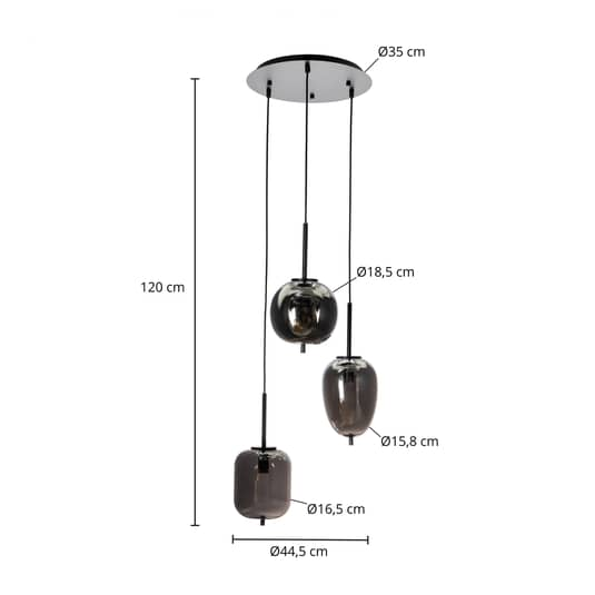 B-Ware Lindby Gileos Rauchglas-Pendellampe Pendelleuchte Deckenlampe Leuchte 3 flamm925