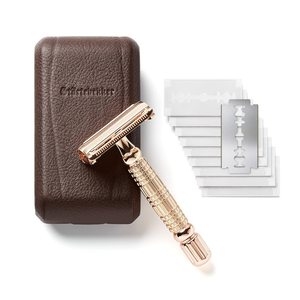 B-Ware Störtebekker Rasierhobel Rasierer Rasieren 10 Klingen Etui Spiegel Rose Gold