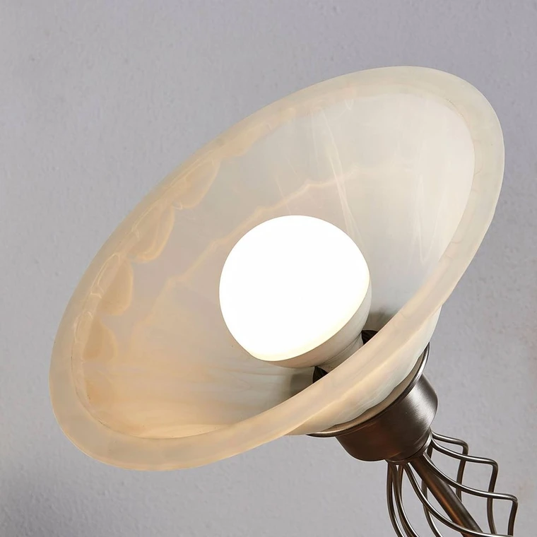 B-Ware Lucande Stehlampe Bodenlampe Dunja Leselampe Nickel Matt Weiß Alabaster Glas