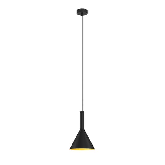 Suspension Arcchio Tadej de catégorie B, 1 lumière, 19 cm, noir et or, plafonnier, lampe suspendue 